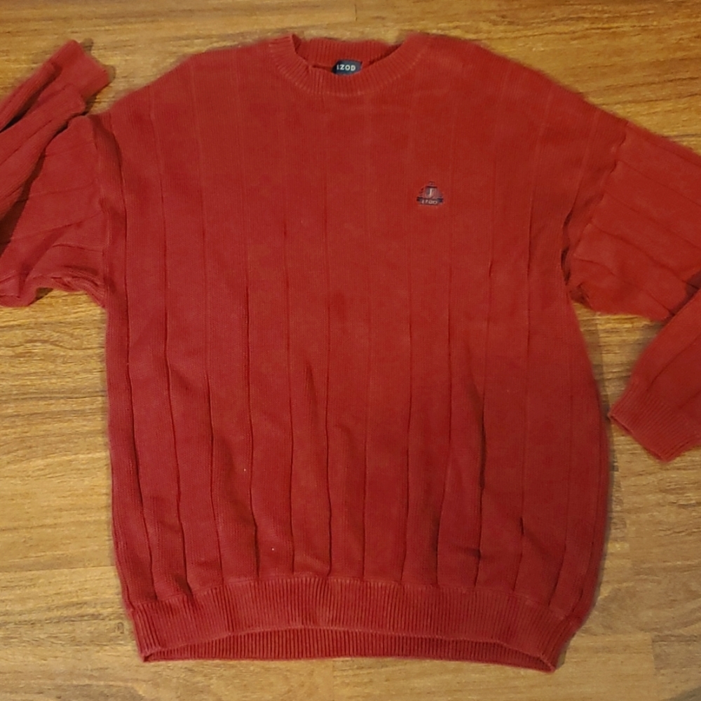 IZOD Men's Crew-Neck Burgandy Knitted Pullover Sweater - Size XL